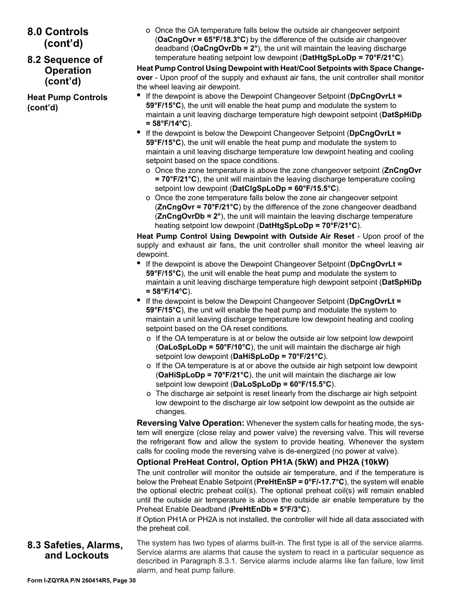 0 controls (cont’d) | Reznor ZQYRA Unit Installation Manual User Manual | Page 30 / 72