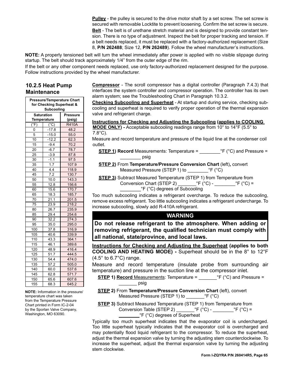 5 heat pump maintenance | Reznor ZQYRA Unit Installation Manual User Manual | Page 65 / 72