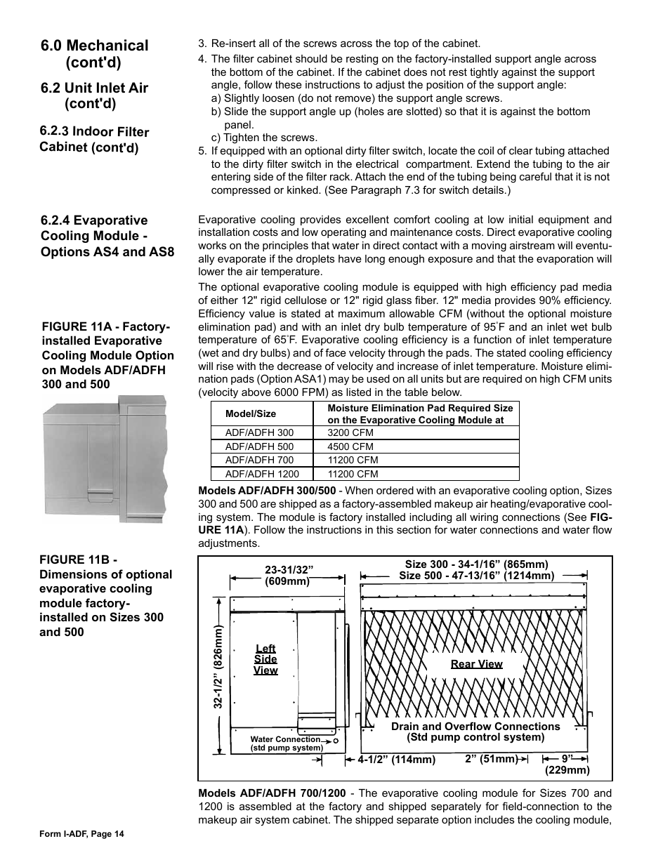 0 mechanical (cont'd), 2 unit inlet air (cont'd) | Reznor ADFH Unit Installation Manual User Manual | Page 14 / 28