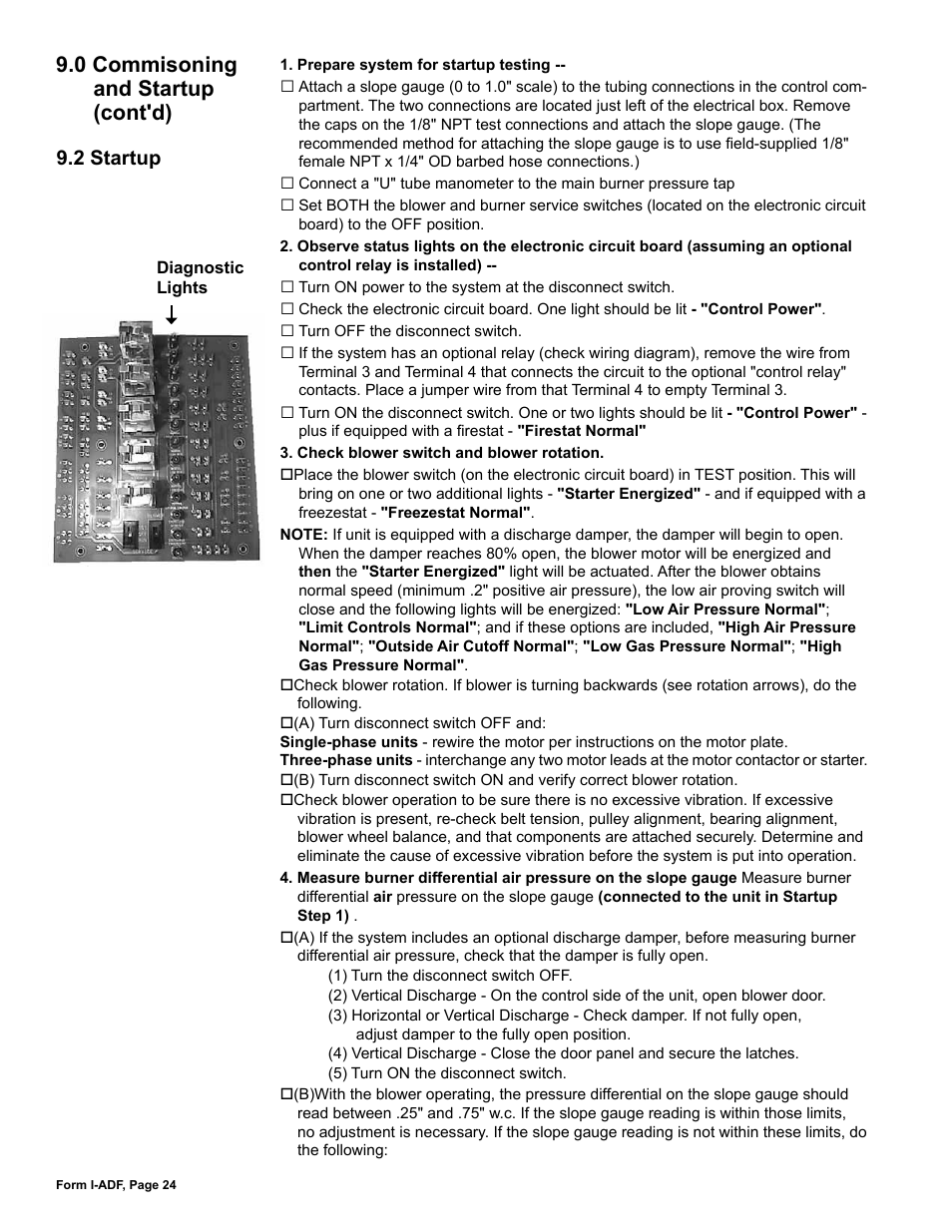 2 startup, 0 commisoning and startup (cont'd) | Reznor ADFH Unit Installation Manual User Manual | Page 24 / 28