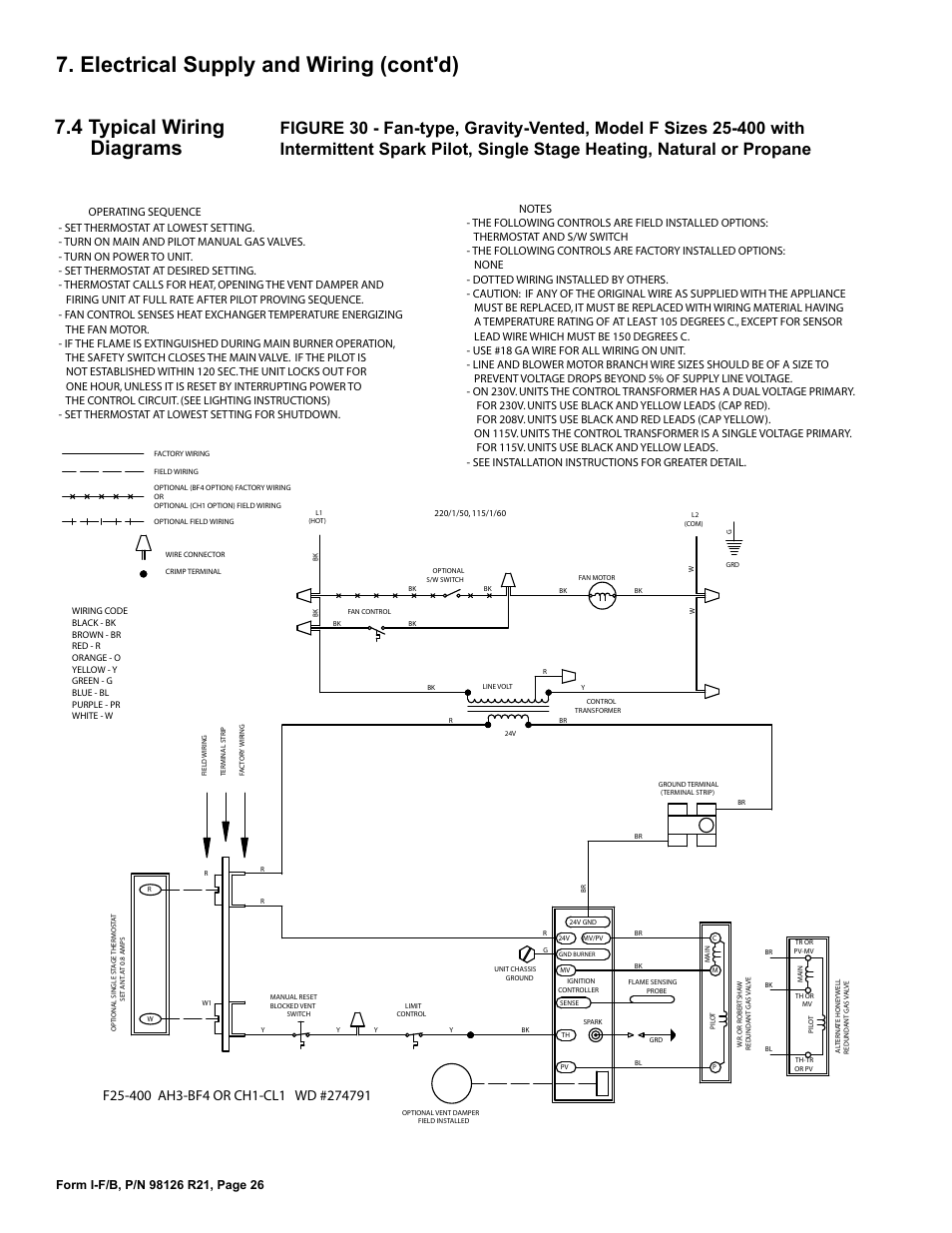 Electrical supply and wiring (cont'd), 4 typical wiring diagrams | Reznor B Unit Installation Manual User Manual | Page 26 / 40