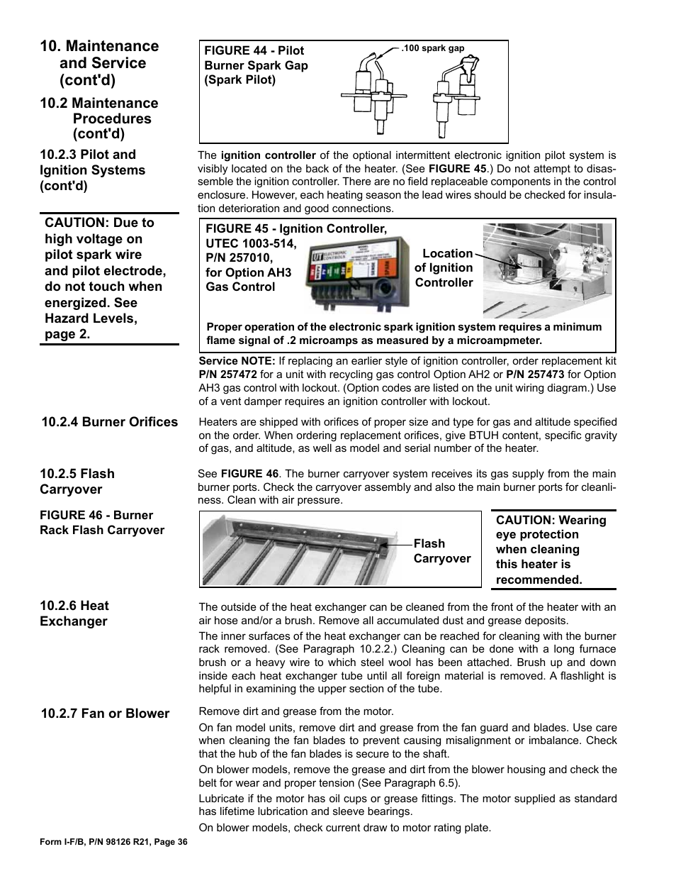 Maintenance and service (cont'd), 2 maintenance procedures (cont'd) | Reznor B Unit Installation Manual User Manual | Page 36 / 40