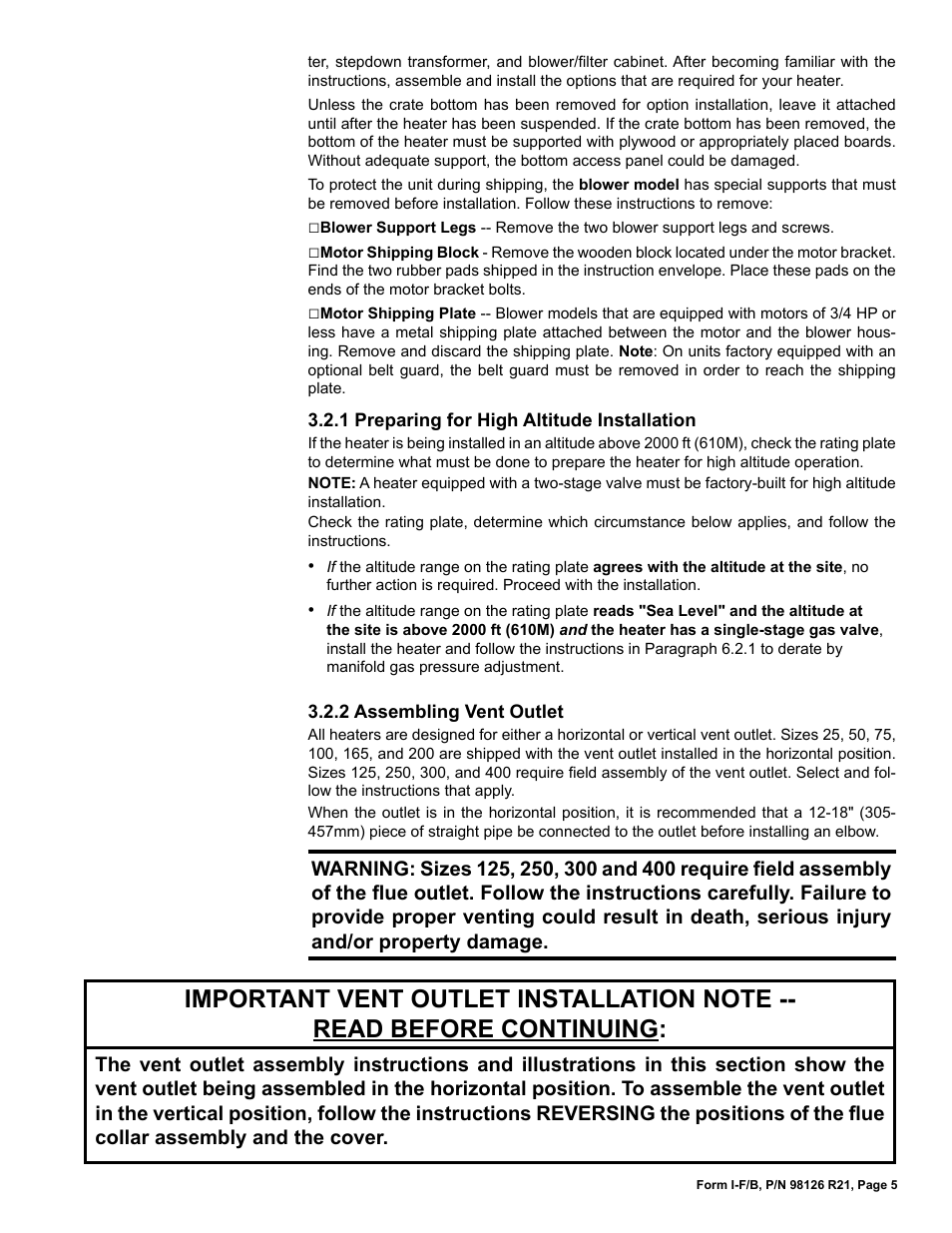 Reznor B Unit Installation Manual User Manual | Page 5 / 40