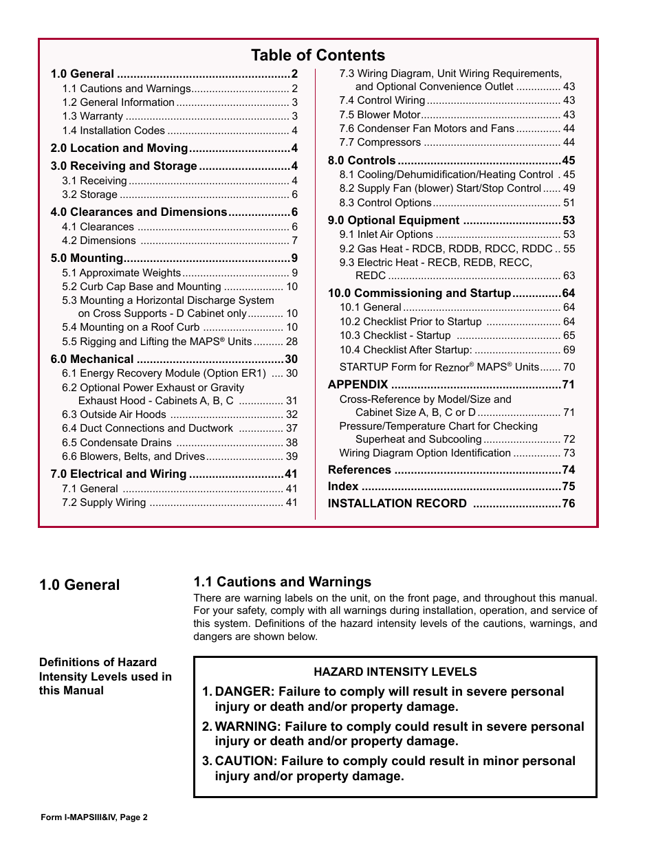 Reznor RECC Unit Installation Manual User Manual | Page 2 / 76