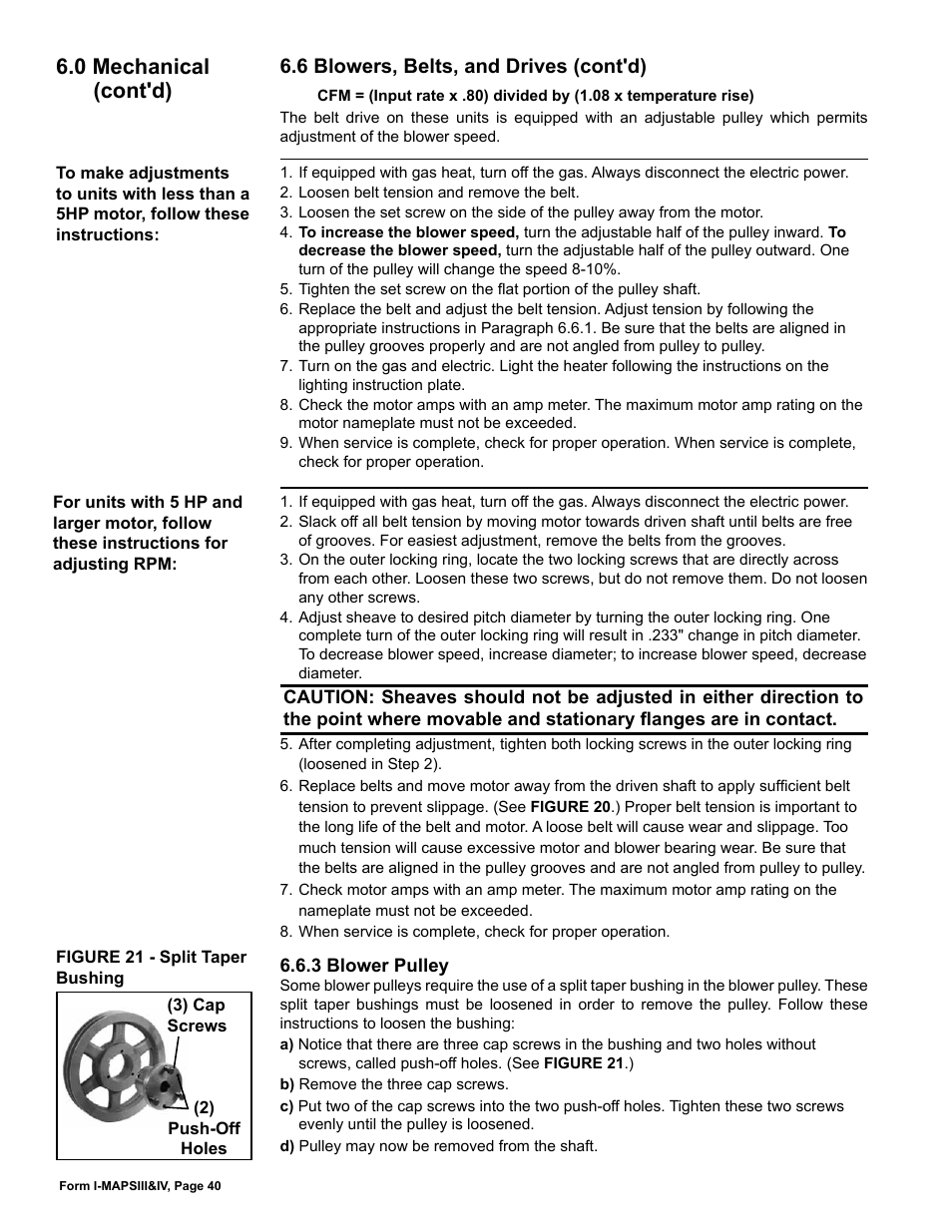 0 mechanical (cont'd), 6 blowers, belts, and drives (cont'd) | Reznor RECC Unit Installation Manual User Manual | Page 40 / 76
