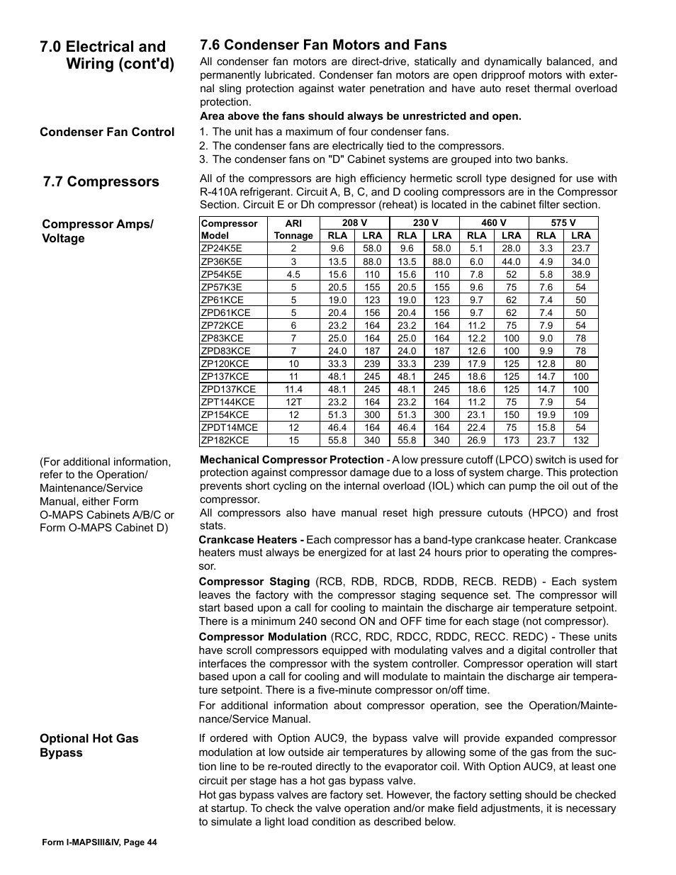 6 condenser fan motors and fans, 7 compressors, 0 electrical and wiring (cont'd) | Reznor RECC Unit Installation Manual User Manual | Page 44 / 76
