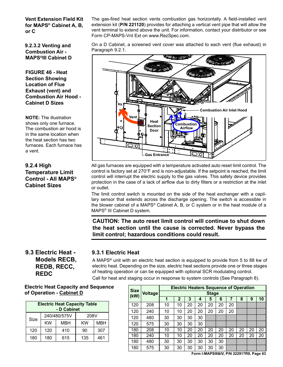 3 electric heat - recb, redb, recc, Redc, 3 electric heat - models recb, redb, recc, redc | Reznor RECC Unit Installation Manual User Manual | Page 63 / 76
