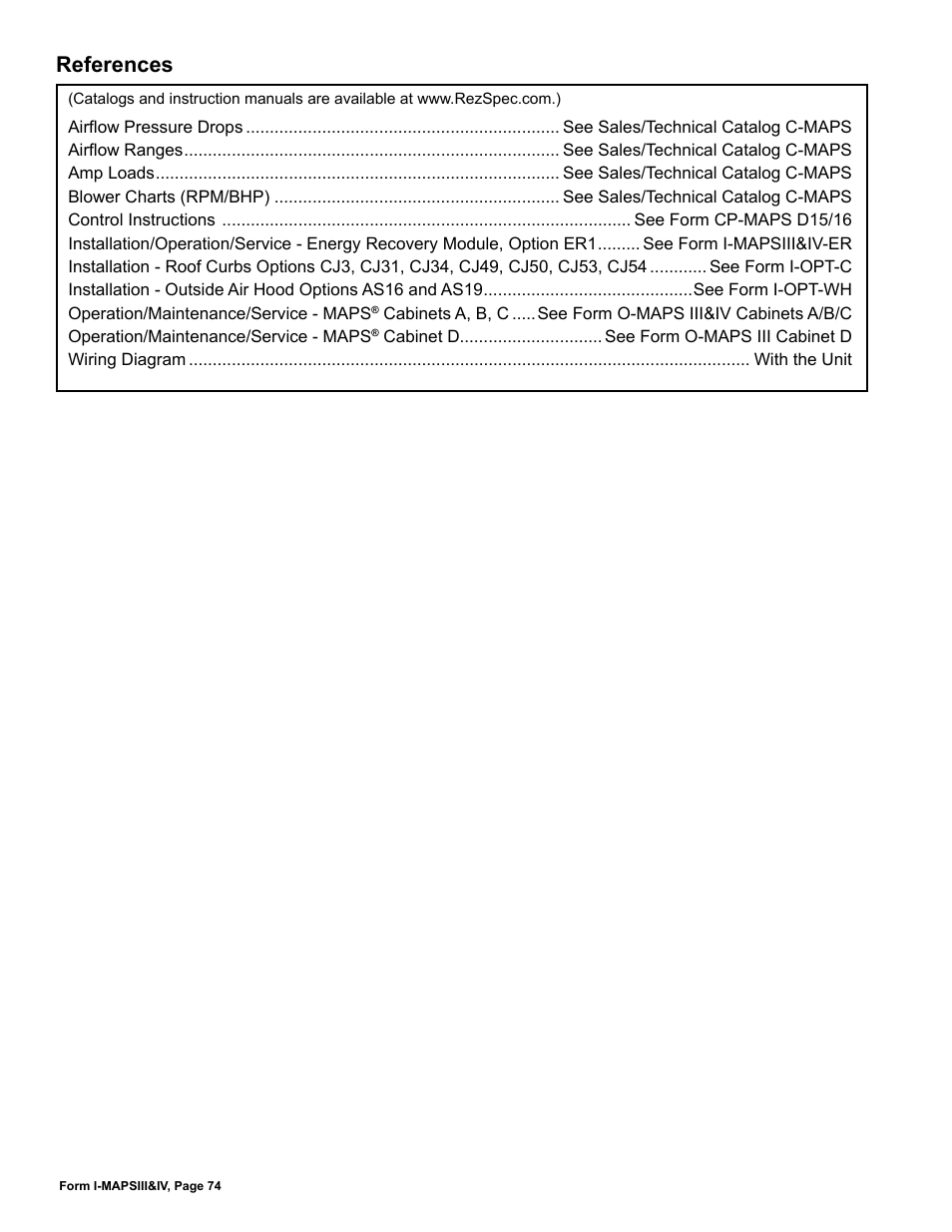 References | Reznor RECC Unit Installation Manual User Manual | Page 74 / 76