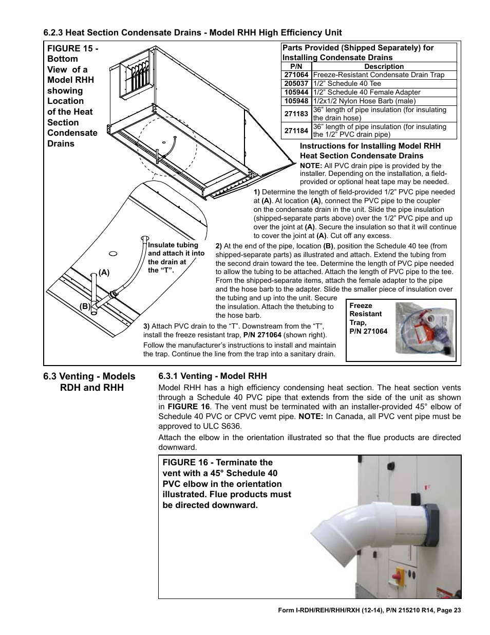 3 venting - models rdh and rhh | Reznor RXH (Outdoor PreevA) Unit Installation Manual User Manual | Page 23 / 68