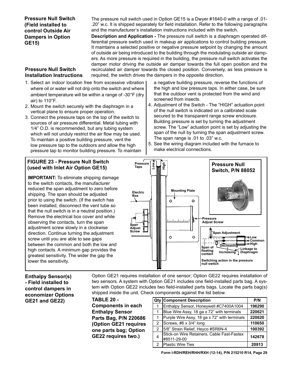 Reznor RXH (Outdoor PreevA) Unit Installation Manual User Manual | Page 29 / 68