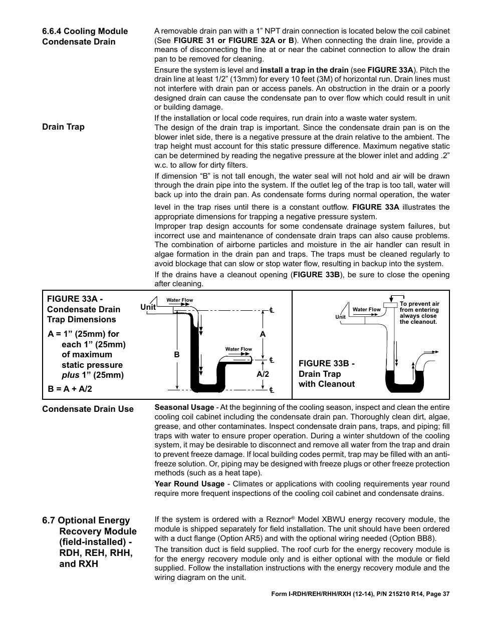 Rdh, reh, rhh, and rxh | Reznor RXH (Outdoor PreevA) Unit Installation Manual User Manual | Page 37 / 68