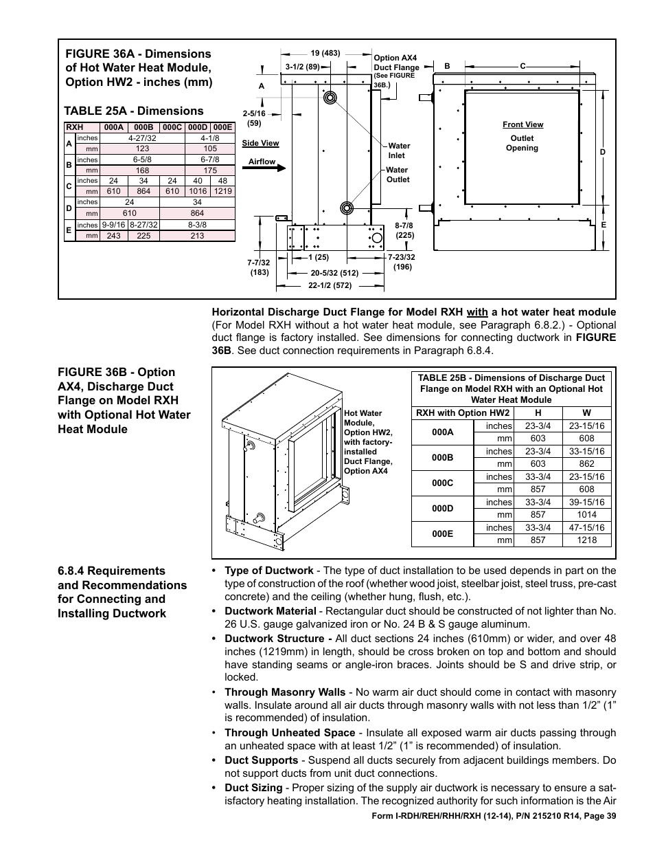 Reznor RXH (Outdoor PreevA) Unit Installation Manual User Manual | Page 39 / 68