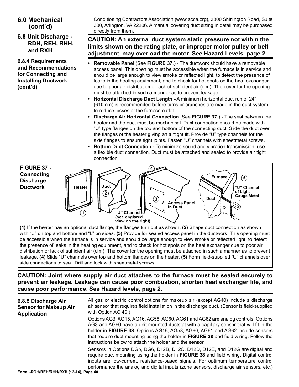 0 mechanical (cont’d) | Reznor RXH (Outdoor PreevA) Unit Installation Manual User Manual | Page 40 / 68