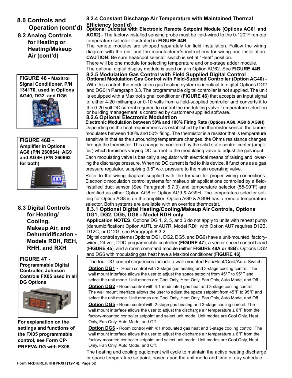 Dehumidification - models rdh, reh, rhh, and rxh, 0 controls and operation (cont’d) | Reznor RXH (Outdoor PreevA) Unit Installation Manual User Manual | Page 52 / 68