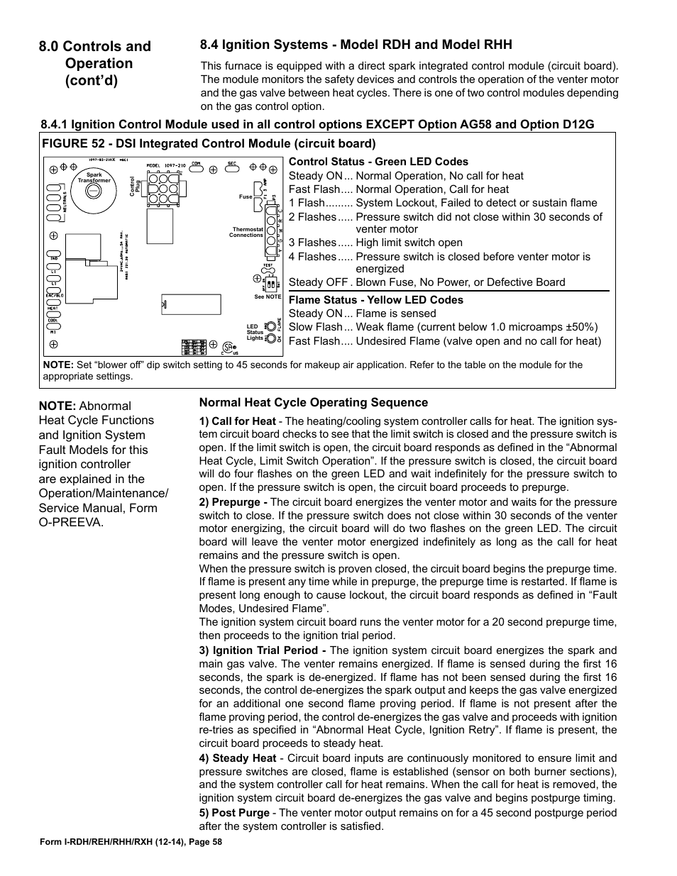 4 ignition systems - model rdh and model rhh, 0 controls and operation (cont’d) | Reznor RXH (Outdoor PreevA) Unit Installation Manual User Manual | Page 58 / 68