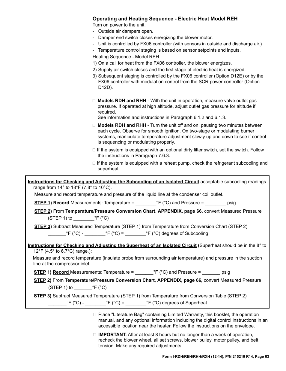Reznor RXH (Outdoor PreevA) Unit Installation Manual User Manual | Page 63 / 68