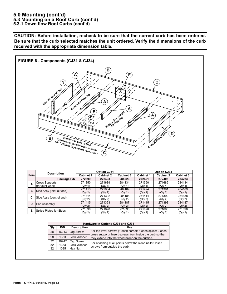 0 mounting (cont'd), 3 mounting on a roof curb (cont'd) | Reznor YDSA Unit Installation Manual User Manual | Page 12 / 76