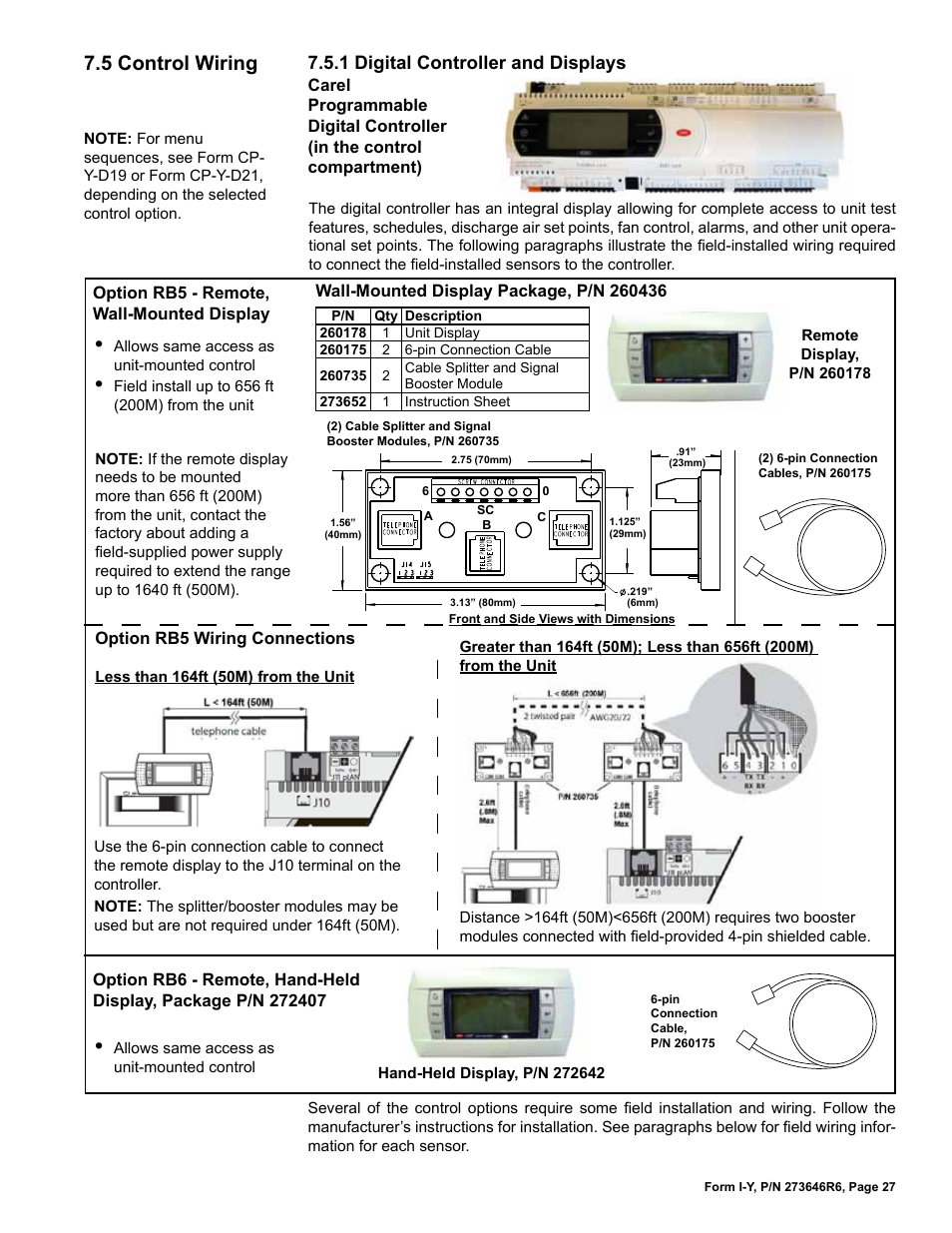 5 control wiring, 1 digital controller and displays | Reznor YDSA Unit Installation Manual User Manual | Page 27 / 76