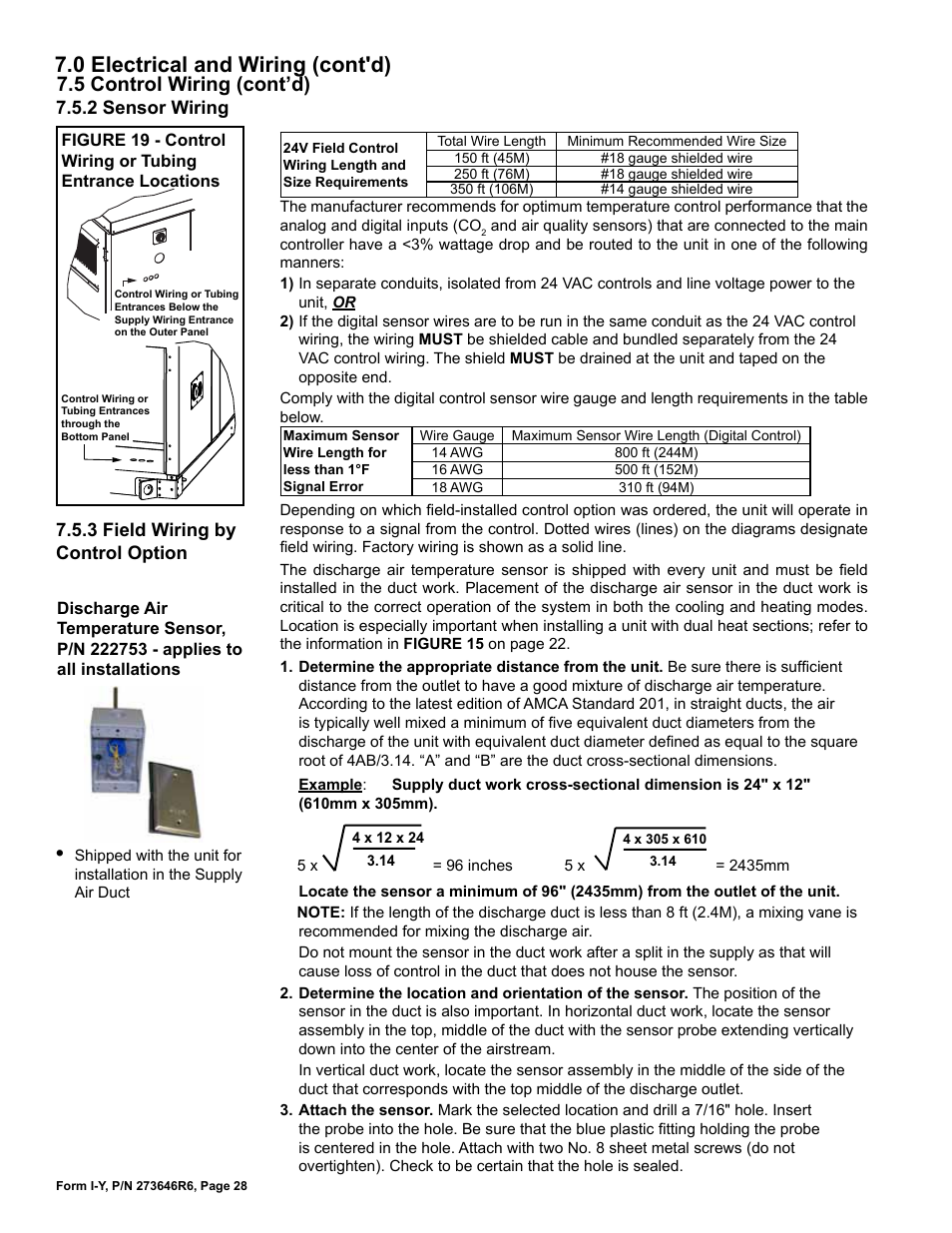 0 electrical and wiring (cont'd), 5 control wiring (cont’d) | Reznor YDSA Unit Installation Manual User Manual | Page 28 / 76