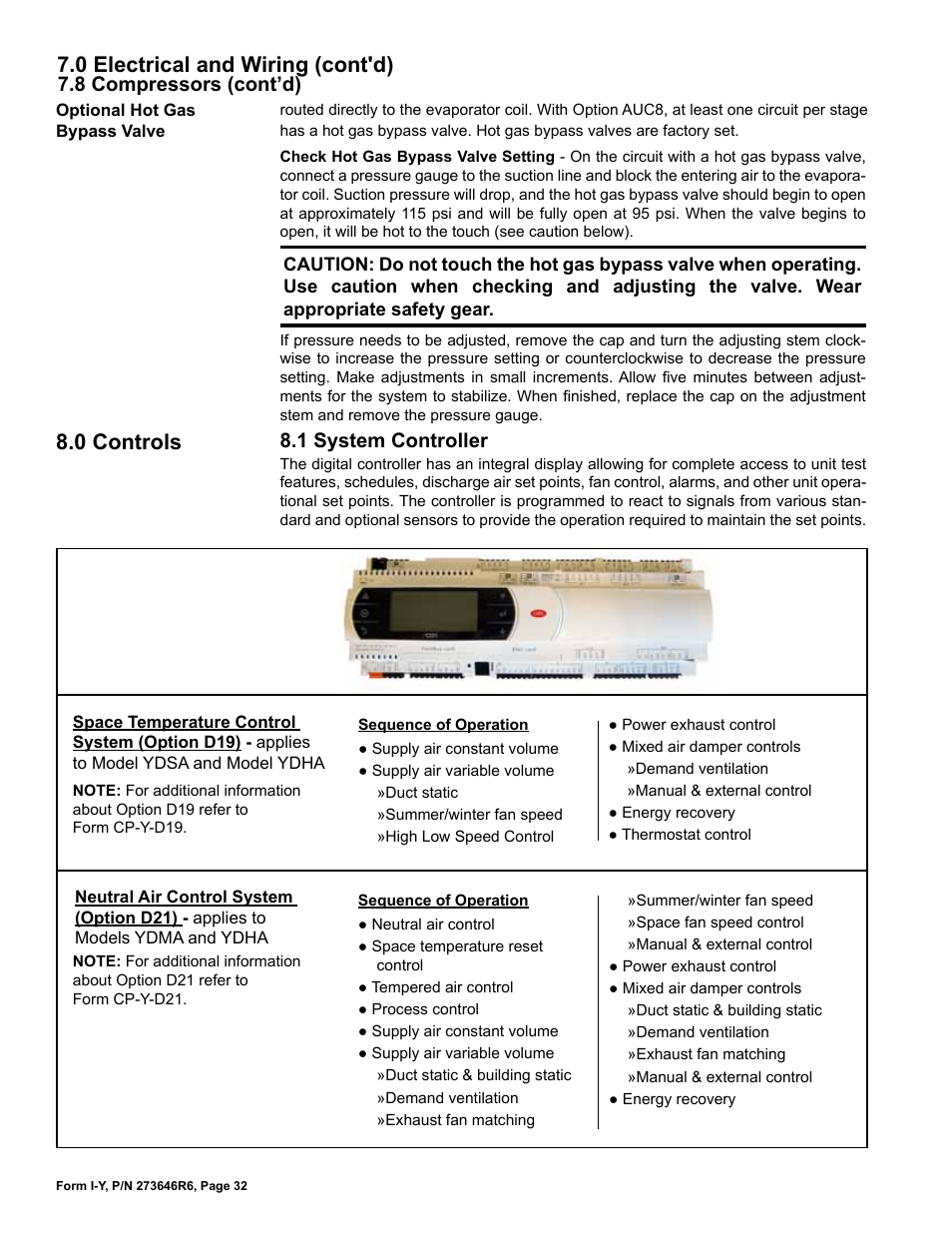 0 controls, 1 system controller, 0 electrical and wiring (cont'd) | 8 compressors (cont’d) | Reznor YDSA Unit Installation Manual User Manual | Page 32 / 76