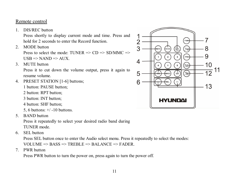 Hyundai H-CDM8030 User Manual | Page 11 / 66