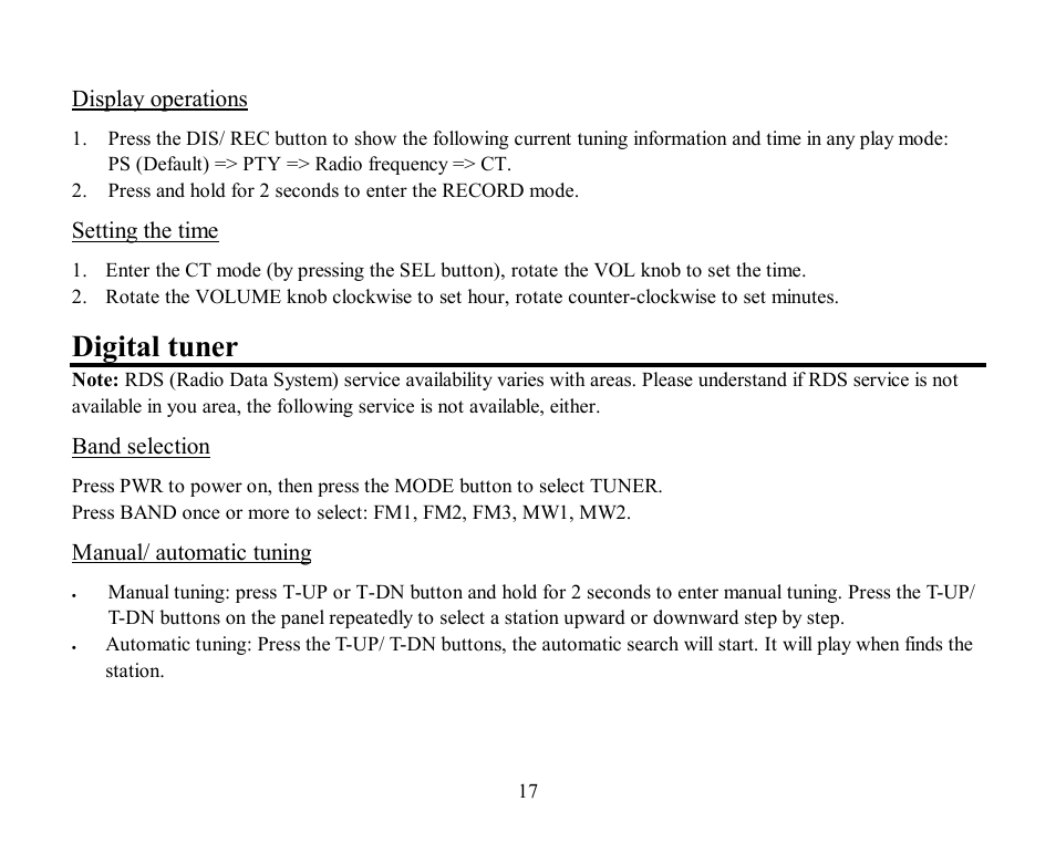 Digital tuner | Hyundai H-CDM8030 User Manual | Page 17 / 66