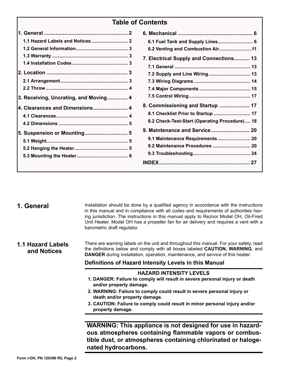Reznor OH Unit Installation Manual User Manual | Page 2 / 28
