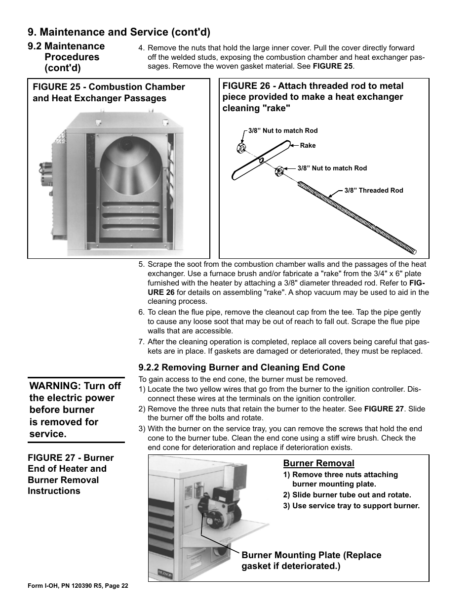 Maintenance and service (cont'd) | Reznor OH Unit Installation Manual User Manual | Page 22 / 28