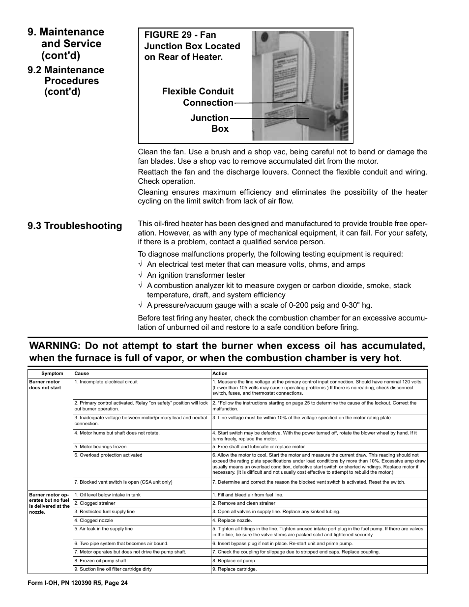 Maintenance and service (cont'd), 2 maintenance procedures (cont'd) | Reznor OH Unit Installation Manual User Manual | Page 24 / 28