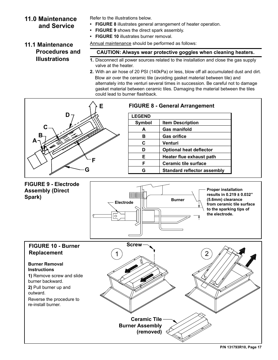 0 maintenance and service -19, 1 maintenance procedures, 0 maintenance and service | 1 maintenance procedures and illustrations | Reznor RIHVL Unit Installation Manual User Manual | Page 17 / 20