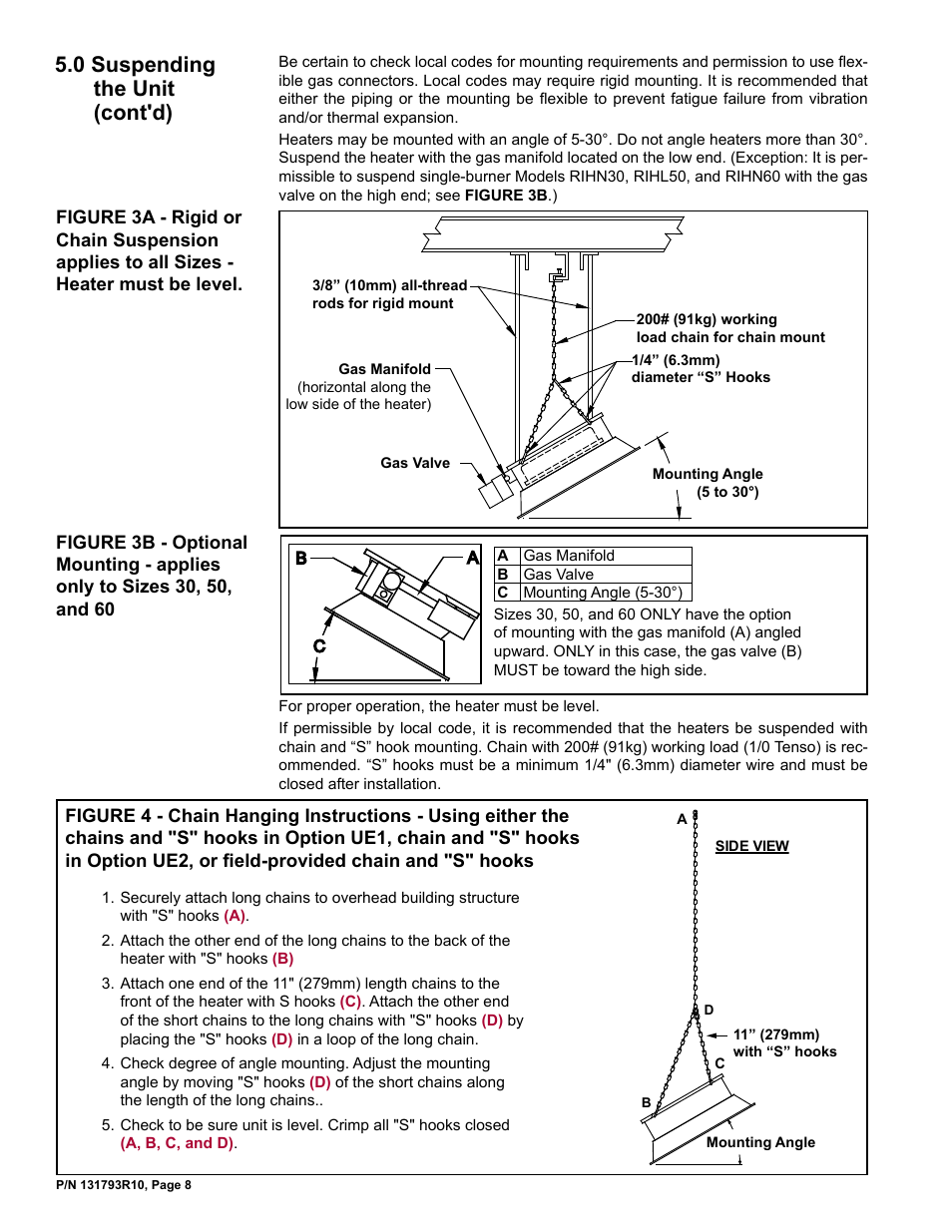 0 suspending the unit (cont'd) | Reznor RIHVL Unit Installation Manual User Manual | Page 8 / 20