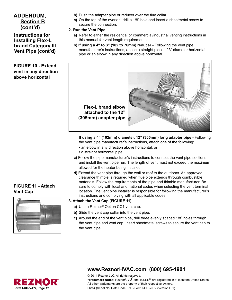 Reznor UDBP Option - Installation - Power Venting User Manual | Page 12 / 12