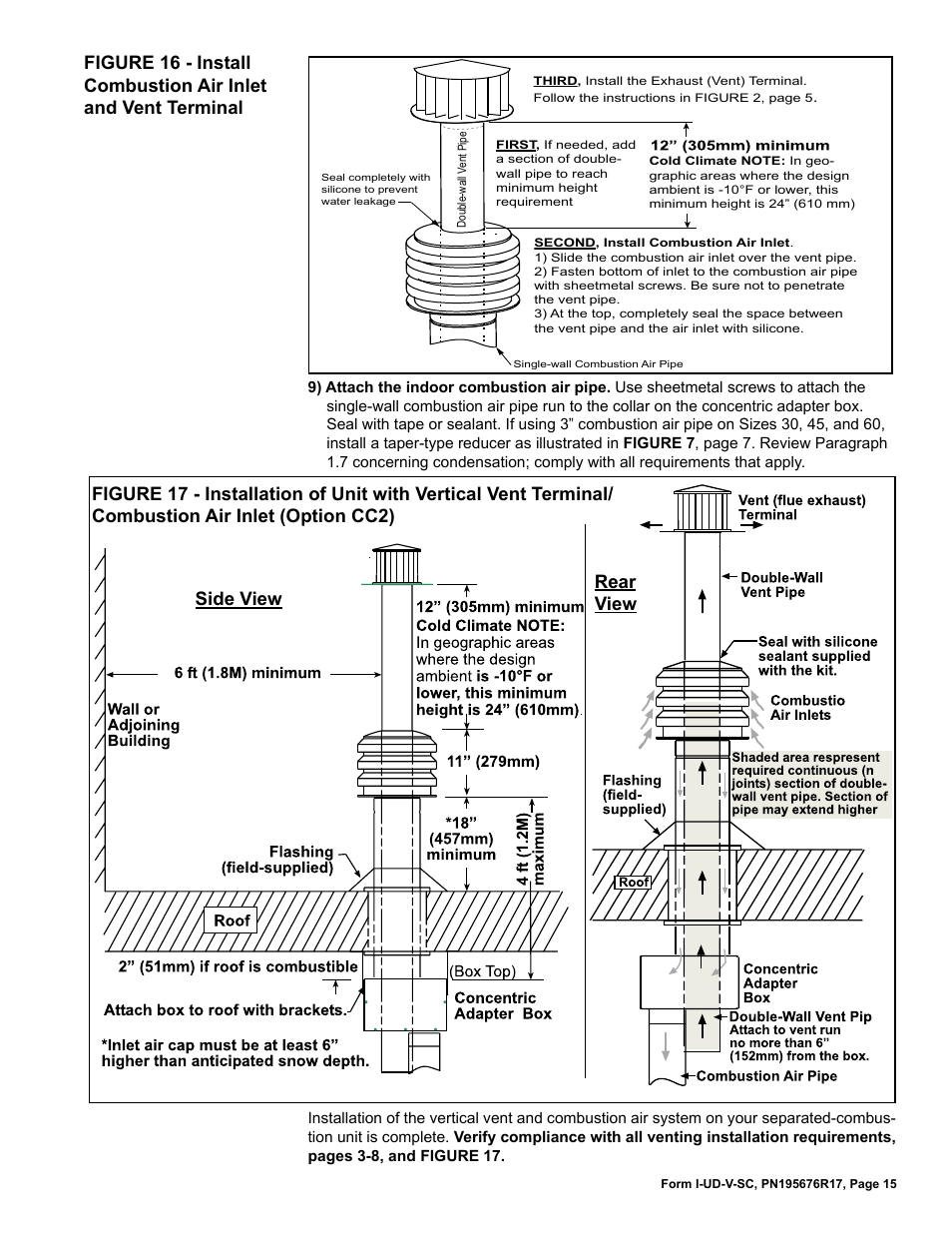 Reznor UDBS Option - Installation - Separated Combustion Venting User Manual | Page 15 / 16