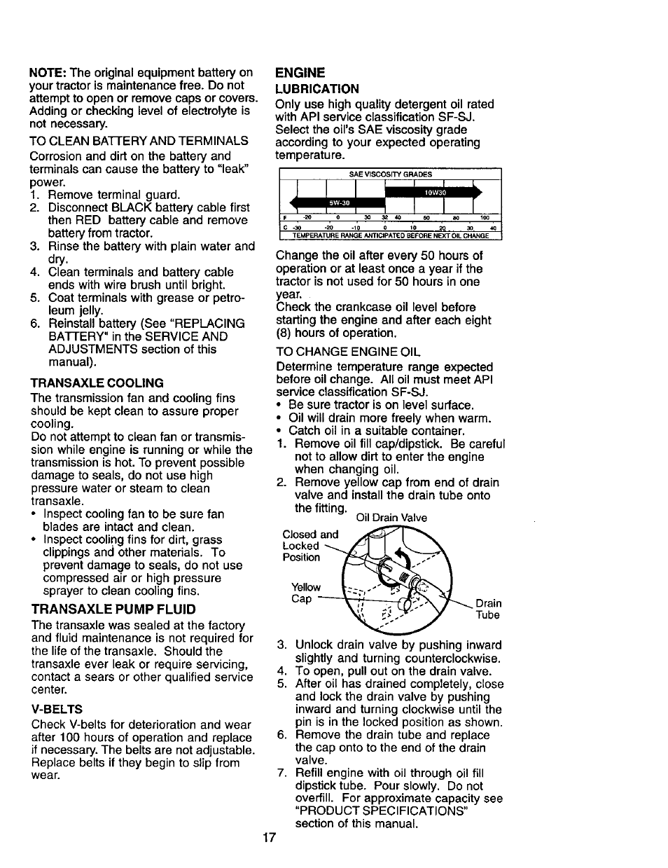 Transaxle pump fluid, Engine, I i i | Craftsman 917.272247 User Manual | Page 17 / 64