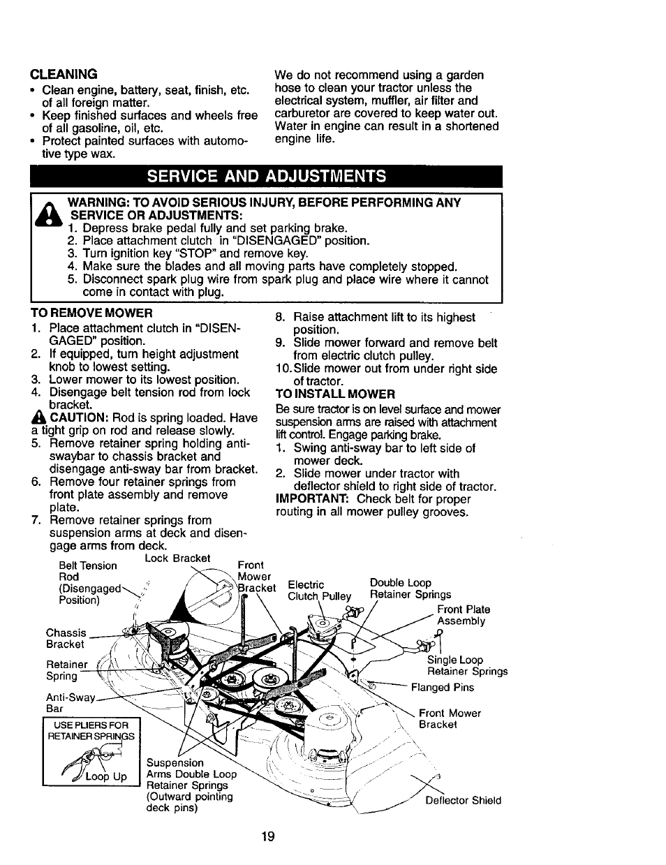 Service and adjustments | Craftsman 917.272247 User Manual | Page 19 / 64