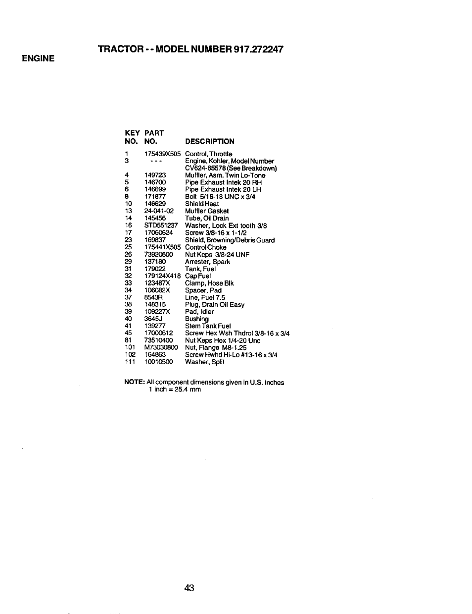 Engine | Craftsman 917.272247 User Manual | Page 43 / 64