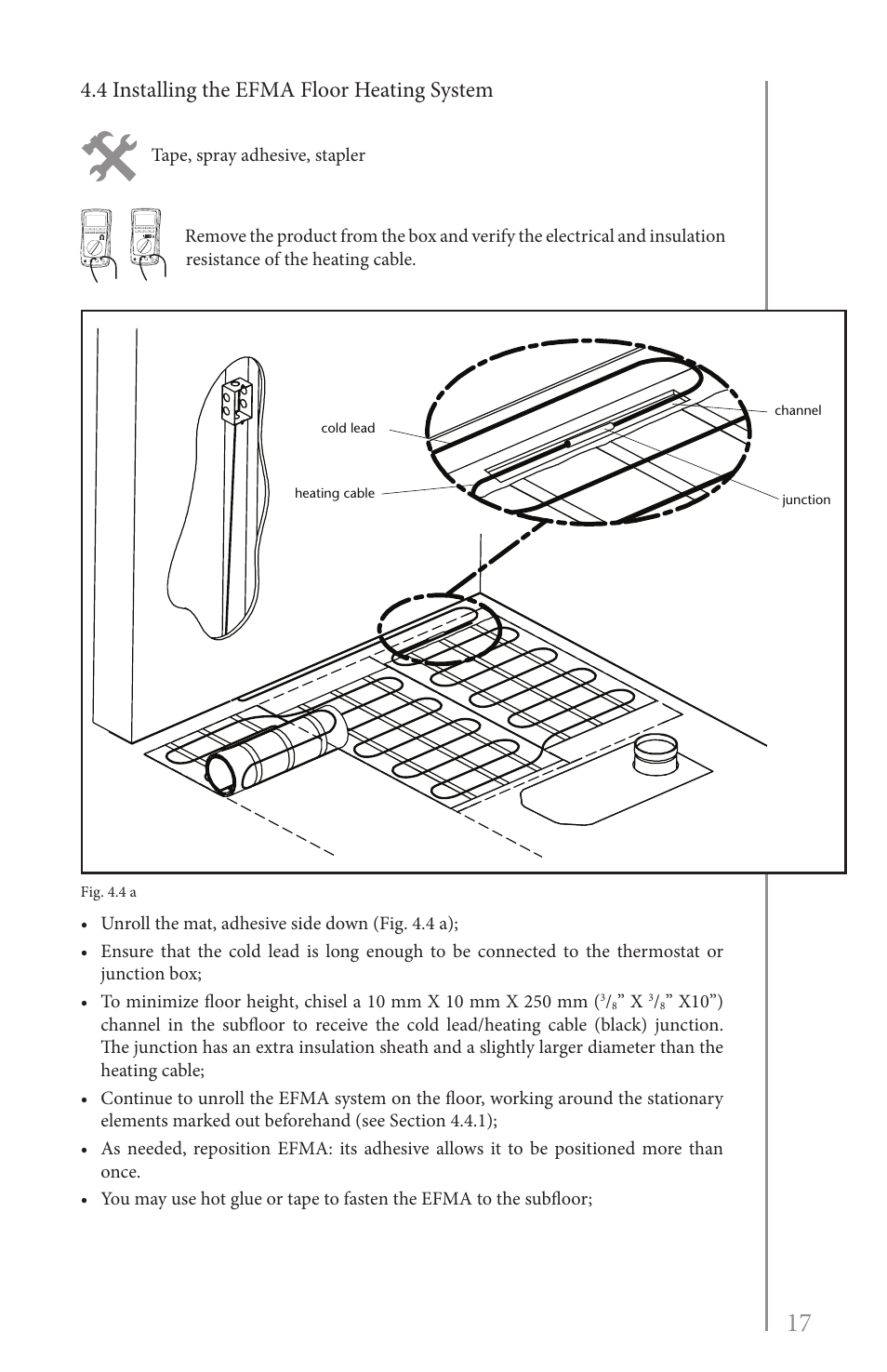 4 installing the efma floor heating system | Reznor EFMA Unit Installation Manual User Manual | Page 17 / 27