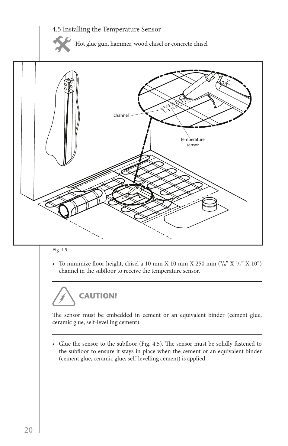 Caution, 5 installing the temperature sensor | Reznor EFMA Unit Installation Manual User Manual | Page 20 / 27