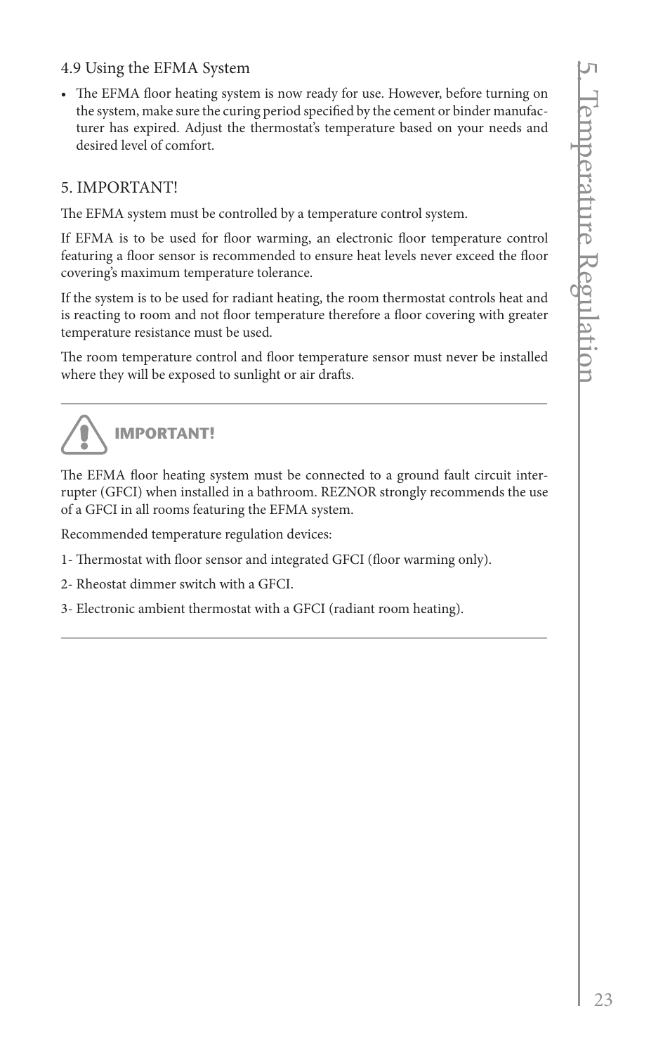 T em pe rat ure r eg ula tio n | Reznor EFMA Unit Installation Manual User Manual | Page 23 / 27