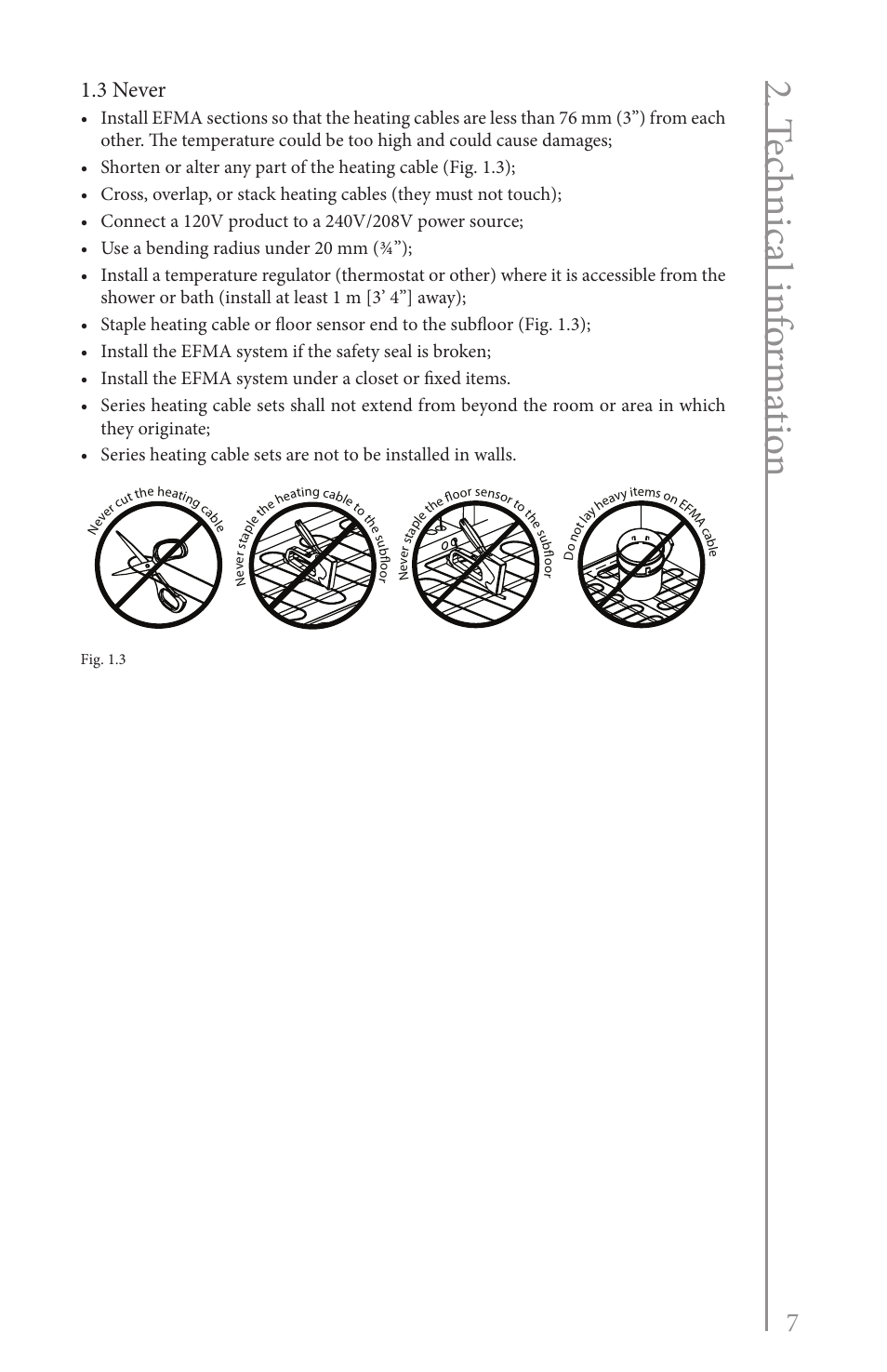 T ech nic al i nfo rm atio n, 3 never | Reznor EFMA Unit Installation Manual User Manual | Page 7 / 27