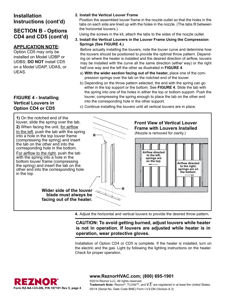 Installation instructions (cont’d) | Reznor UDBS Option - Installation - Downturn Nozzles - V3 User Manual | Page 4 / 4