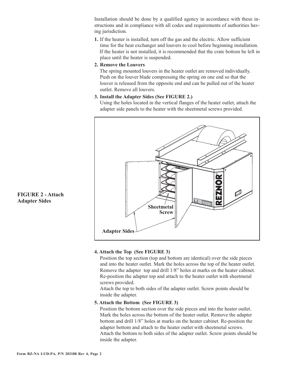 Installation instructions | Reznor UDBS Option - Installation - Polytube Adapter Instructions User Manual | Page 2 / 4
