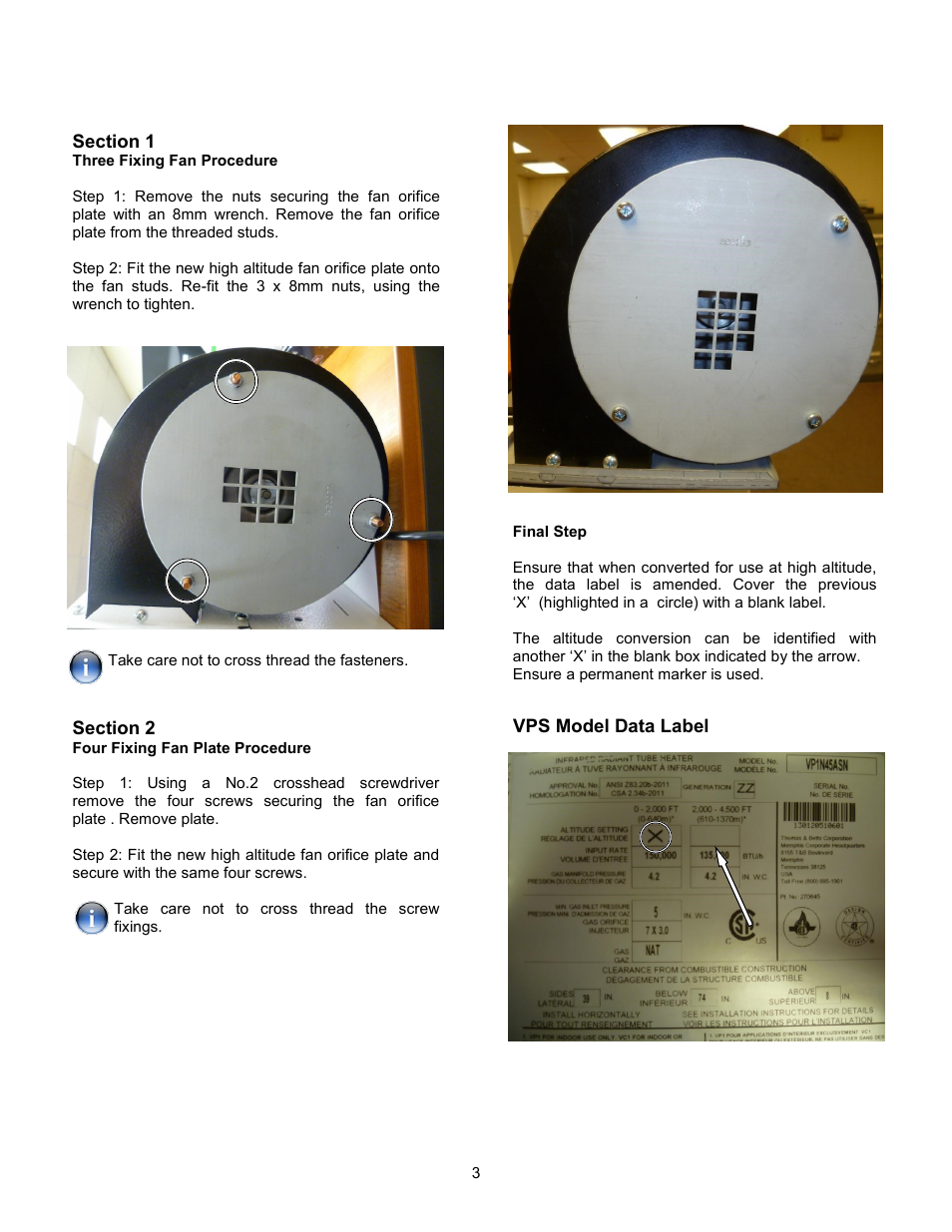 Reznor VC series infrared heaters High altitude conversion instructions User Manual | Page 3 / 12