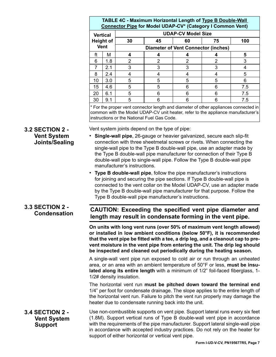 Reznor UDAP-CV with option AV6 Option - Installation - Common Vent User Manual | Page 7 / 8