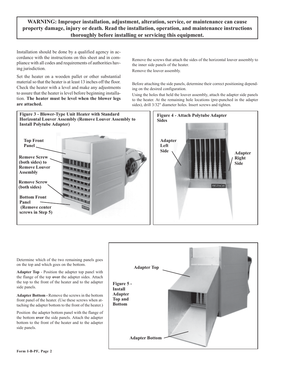 Reznor B Option - Installation - Polytube Adapter Instructions - Floor Mount User Manual | Page 2 / 4