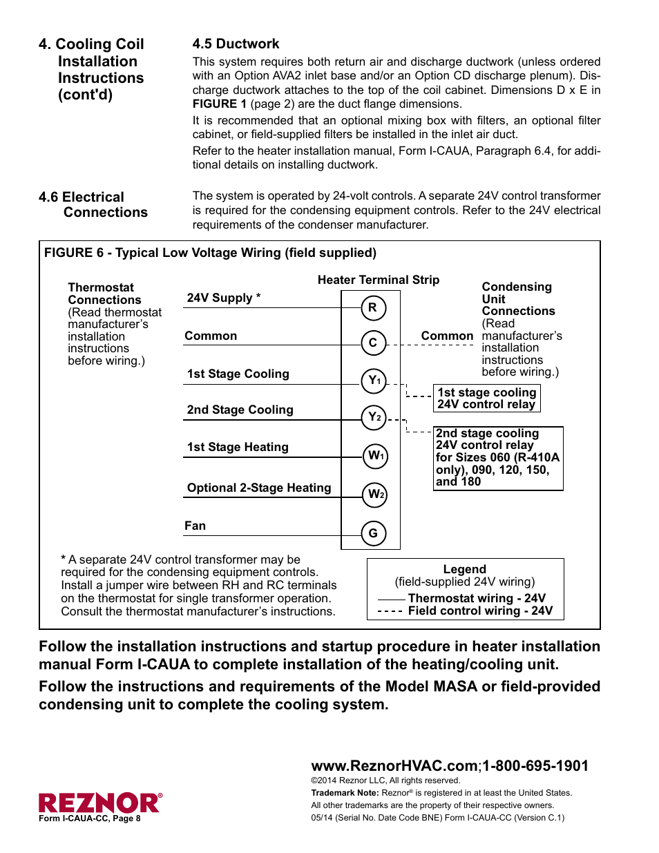 5 ductwork 4.6 electrical connections | Reznor ACUB Option - Installation - ACU - Cased Cooling Coil User Manual | Page 8 / 8