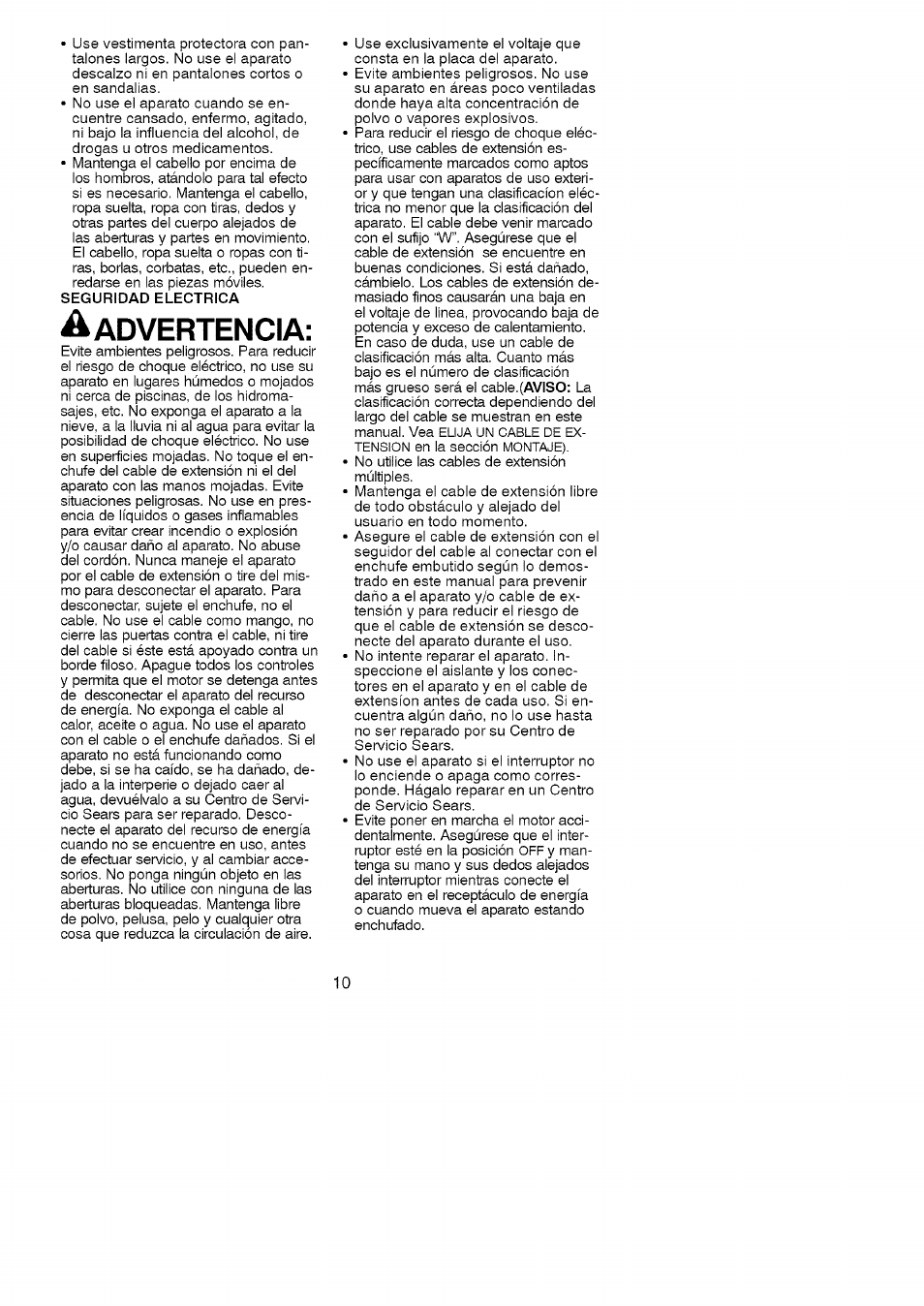 Aadvertencia, Dvertencia | Craftsman 358.748200 User Manual | Page 10 / 16