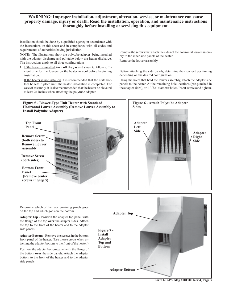 Reznor BE Option - Installation - Polytube Adapter - Suspended Unit User Manual | Page 3 / 4