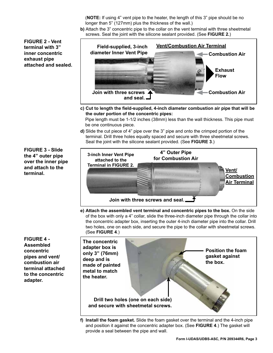 Reznor UDBS Sizes 30, 45, 60, and 75 Option - Installation - Aesthetic Concentric Adapter User Manual | Page 3 / 4