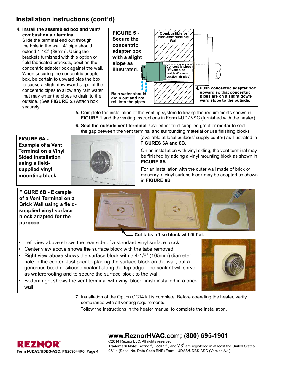 Installation instructions (cont’d) | Reznor UDBS Sizes 30, 45, 60, and 75 Option - Installation - Aesthetic Concentric Adapter User Manual | Page 4 / 4